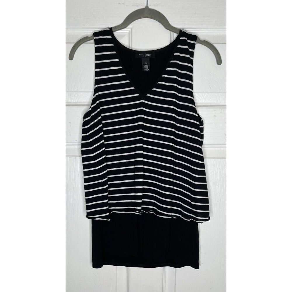 White House Black Market Women’s Sleeveless Striped Top V Neck Tank